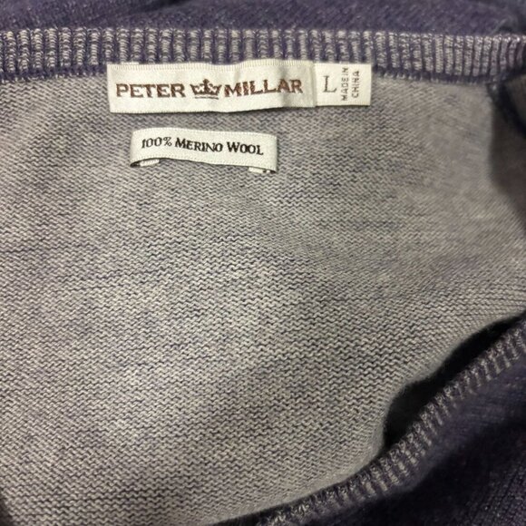 Peter Millar Mens V Neck Italian Merino Wool Sweater Large - Picture 6 of 7